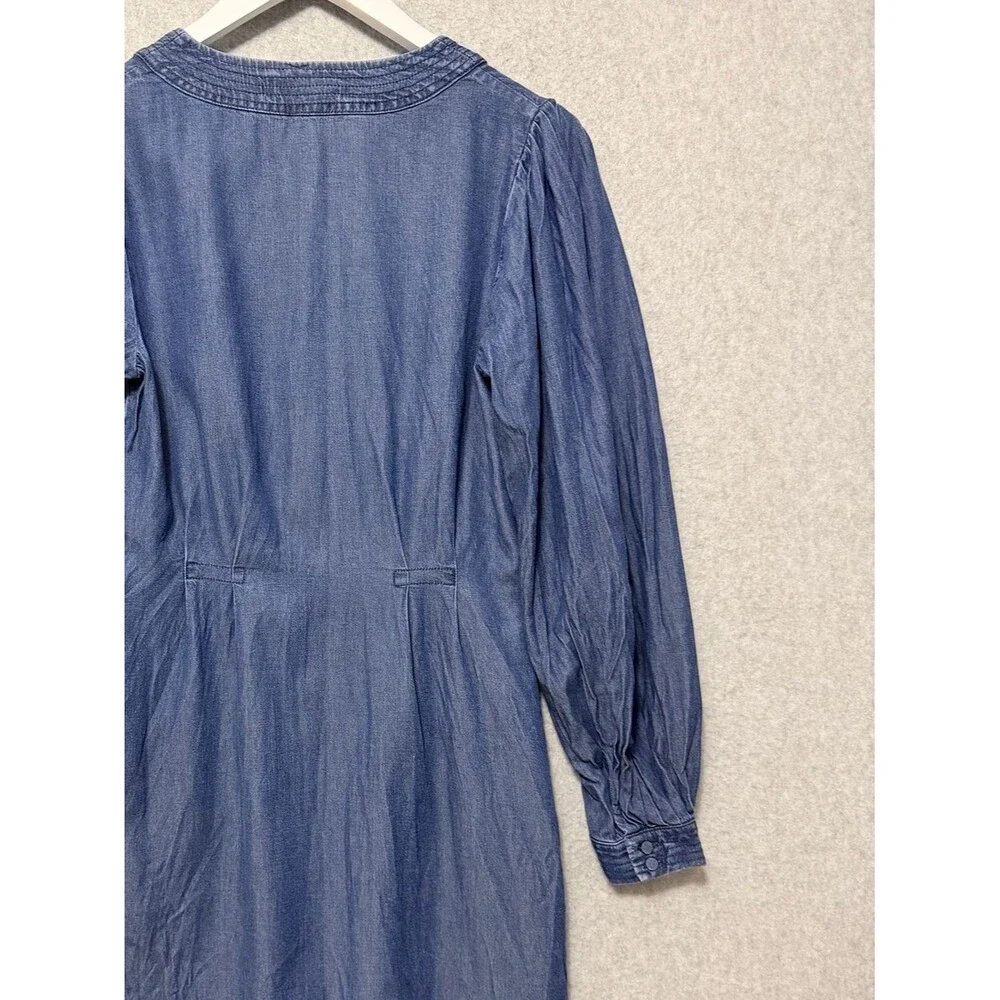 Madewell Denim Button Front Mini Dress NWT Size 2  Long Sleeve Pleated
